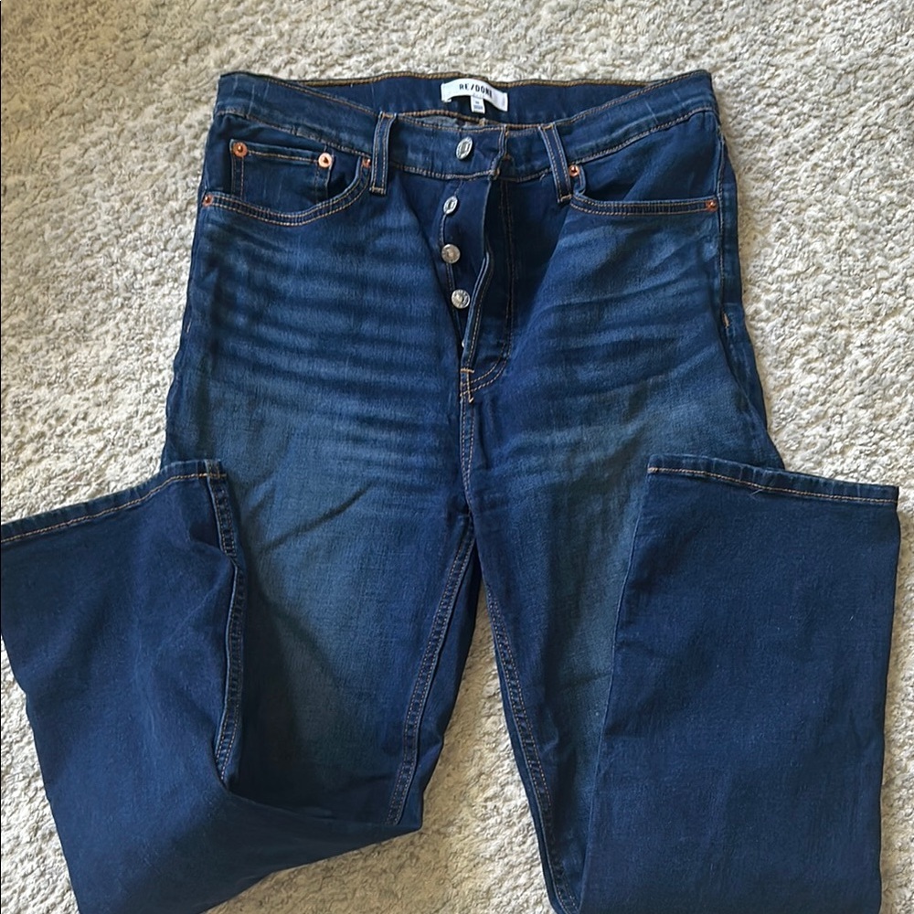 Re/Done High Waist Stovepipe DarkBlue Denim Jeans 29
